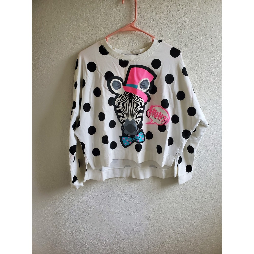 Lala Bobo Womens Black And White Polka Dot Zebra Sweater Size Medium